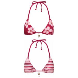 Reversible Floral and Striped Triangle Bikini Top