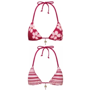 Reversible Floral and Striped Triangle Bikini Top