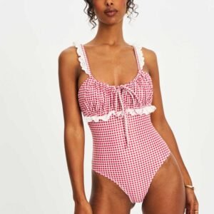Luxurious Lace-Trimmed One-Piece Swimsuits